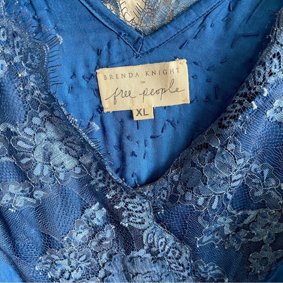 NWT Free People X Brenda Knight Lace Maxi Slip Dress - Royal Blue - Picture 6 of 16